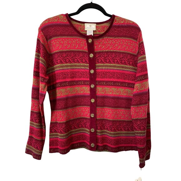 Vintage 90s Susan Bristol Cardigan Size Large Button Up Fair Isle Deadstock NEW - Picture 1 of 7